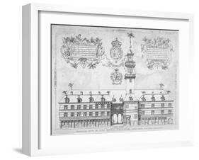 View of the Royal Exchange with Coats of Arms Above, City of London, 1569-null-Framed Giclee Print