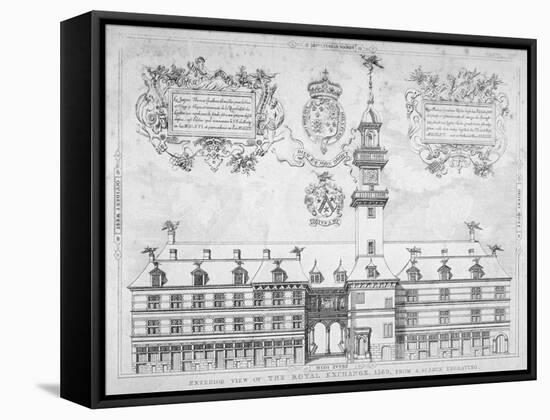 View of the Royal Exchange with Coats of Arms Above, City of London, 1569-null-Framed Stretched Canvas