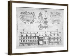 View of the Royal Exchange with Coats of Arms Above, City of London, 1569-null-Framed Giclee Print