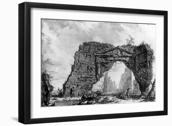 View of the Ruined Portico of the Villa Dei Sette Bassi, from the 'Views of Rome' Series, C.1760-Giovanni Battista Piranesi-Framed Giclee Print