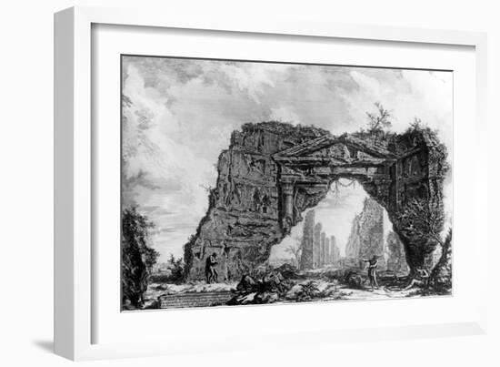 View of the Ruined Portico of the Villa Dei Sette Bassi, from the 'Views of Rome' Series, C.1760-Giovanni Battista Piranesi-Framed Giclee Print