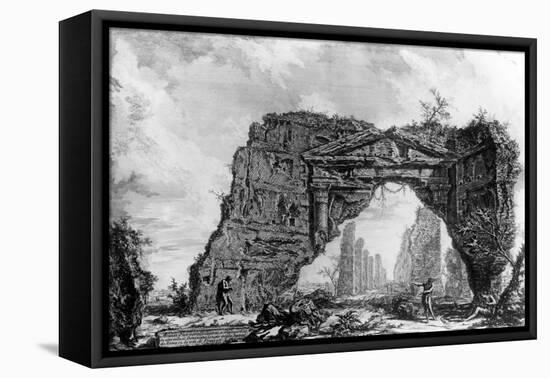 View of the Ruined Portico of the Villa Dei Sette Bassi, from the 'Views of Rome' Series, C.1760-Giovanni Battista Piranesi-Framed Stretched Canvas