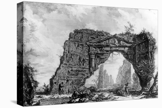 View of the Ruined Portico of the Villa Dei Sette Bassi, from the 'Views of Rome' Series, C.1760-Giovanni Battista Piranesi-Stretched Canvas