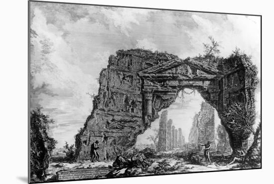 View of the Ruined Portico of the Villa Dei Sette Bassi, from the 'Views of Rome' Series, C.1760-Giovanni Battista Piranesi-Mounted Giclee Print