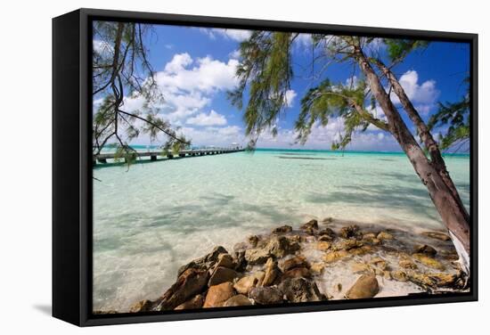 View of the Rum Point Jetty, Grand Cayman Island-George Oze-Framed Stretched Canvas
