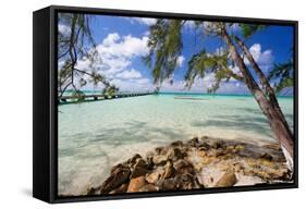 View of the Rum Point Jetty, Grand Cayman Island-George Oze-Framed Stretched Canvas