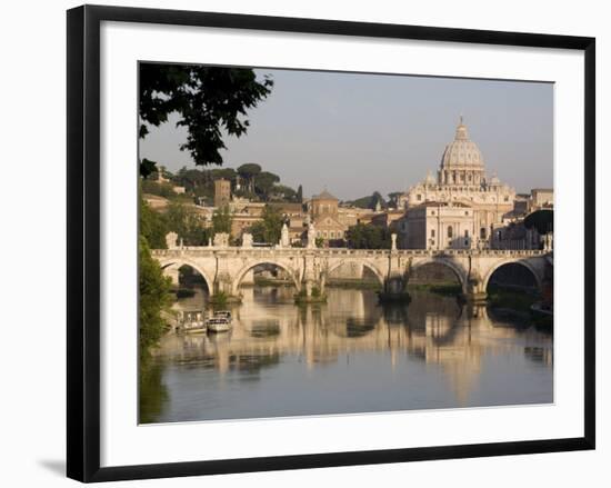 View of the S. Angelo Bridge on the Tiber River, Rome, Lazio, Italy, Europe-Olivieri Oliviero-Framed Photographic Print