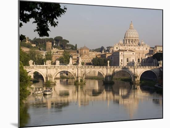 View of the S. Angelo Bridge on the Tiber River, Rome, Lazio, Italy, Europe-Olivieri Oliviero-Mounted Photographic Print