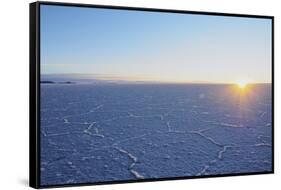 View of the Salar de Uyuni, the largest salt flat in the world, at sunrise, Daniel Campos Province,-Karol Kozlowski-Framed Stretched Canvas