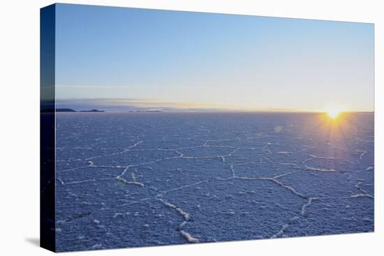 View of the Salar de Uyuni, the largest salt flat in the world, at sunrise, Daniel Campos Province,-Karol Kozlowski-Stretched Canvas