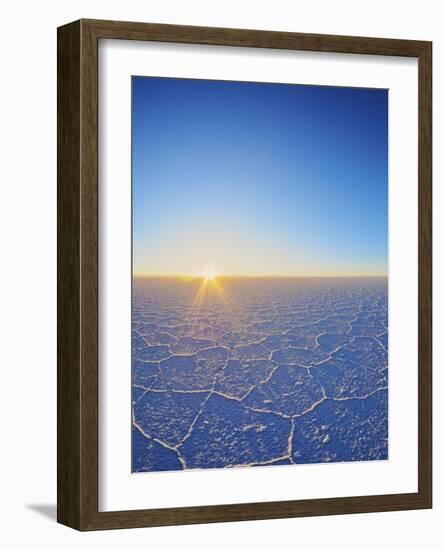 View of the Salar de Uyuni, the largest salt flat in the world, at sunrise, Daniel Campos Province,-Karol Kozlowski-Framed Photographic Print