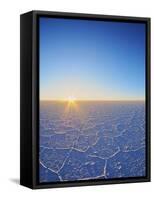 View of the Salar de Uyuni, the largest salt flat in the world, at sunrise, Daniel Campos Province,-Karol Kozlowski-Framed Stretched Canvas