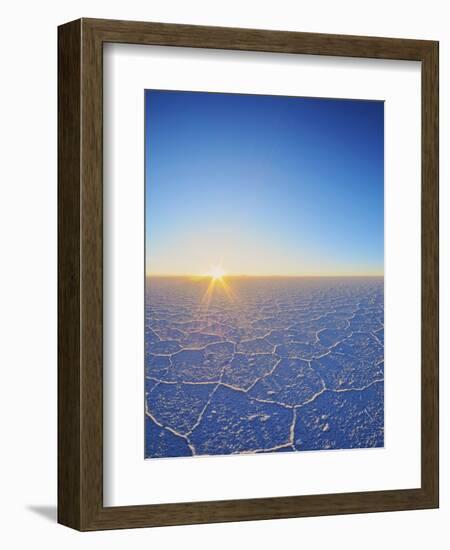 View of the Salar de Uyuni, the largest salt flat in the world, at sunrise, Daniel Campos Province,-Karol Kozlowski-Framed Photographic Print