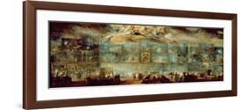 View of the Salon at the Louvre, 1779 (Oil on Paper Laid on Canvas)-Gabriel De Saint-aubin-Framed Premium Giclee Print