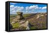 View of the Salt Cellar Rock Formation, Derwent Edge, Peak District National Park, Derbyshire-Frank Fell-Framed Stretched Canvas