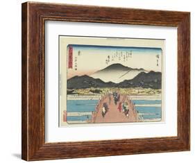 View of the Sanjo Bridge in Kyoto, 1837-1844-Utagawa Hiroshige-Framed Giclee Print