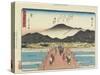 View of the Sanjo Bridge in Kyoto, 1837-1844-Utagawa Hiroshige-Stretched Canvas