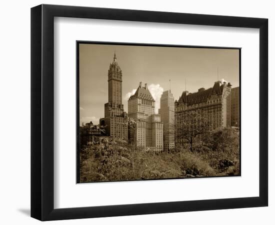 View of the Savoy Plaza Hotel, 59th Street and Fifth Avenue, New York, c.1937-Byron Company-Framed Premium Giclee Print