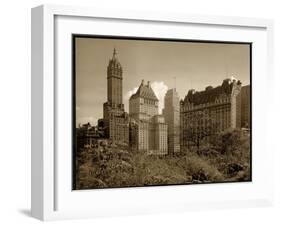 View of the Savoy Plaza Hotel, 59th Street and Fifth Avenue, New York, c.1937-Byron Company-Framed Giclee Print