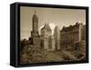 View of the Savoy Plaza Hotel, 59th Street and Fifth Avenue, New York, c.1937-Byron Company-Framed Stretched Canvas