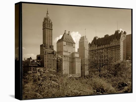 View of the Savoy Plaza Hotel, 59th Street and Fifth Avenue, New York, c.1937-Byron Company-Stretched Canvas