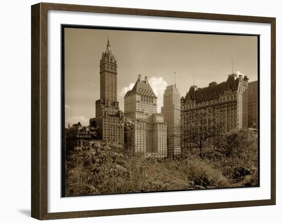 View of the Savoy Plaza Hotel, 59th Street and Fifth Avenue, New York, c.1937-Byron Company-Framed Giclee Print