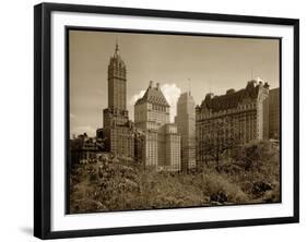 View of the Savoy Plaza Hotel, 59th Street and Fifth Avenue, New York, c.1937-Byron Company-Framed Giclee Print