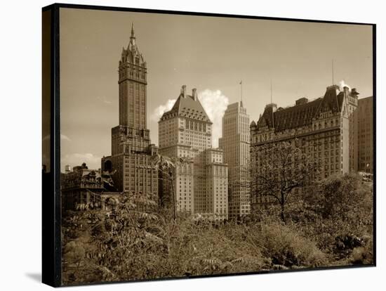 View of the Savoy Plaza Hotel, 59th Street and Fifth Avenue, New York, c.1937-Byron Company-Stretched Canvas