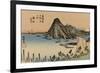 View of the Sea Excellent Imaki Mountains, Right in the Distance a White Mount Fuji-Utagawa Hiroshige-Framed Art Print