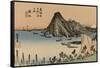 View of the Sea Excellent Imaki Mountains, Right in the Distance a White Mount Fuji-Utagawa Hiroshige-Framed Stretched Canvas