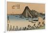 View of the Sea Excellent Imaki Mountains, Right in the Distance a White Mount Fuji-Utagawa Hiroshige-Framed Art Print