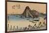 View of the Sea Excellent Imaki Mountains, Right in the Distance a White Mount Fuji-Utagawa Hiroshige-Framed Art Print