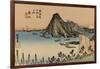 View of the Sea Excellent Imaki Mountains, Right in the Distance a White Mount Fuji-Utagawa Hiroshige-Framed Art Print