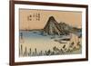 View of the Sea Excellent Imaki Mountains, Right in the Distance a White Mount Fuji-Utagawa Hiroshige-Framed Premium Giclee Print