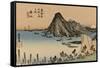 View of the Sea Excellent Imaki Mountains, Right in the Distance a White Mount Fuji-Utagawa Hiroshige-Framed Stretched Canvas