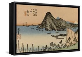 View of the Sea Excellent Imaki Mountains, Right in the Distance a White Mount Fuji-Utagawa Hiroshige-Framed Stretched Canvas