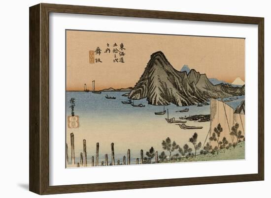 View of the Sea Excellent Imaki Mountains, Right in the Distance a White Mount Fuji-Utagawa Hiroshige-Framed Art Print