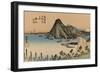 View of the Sea Excellent Imaki Mountains, Right in the Distance a White Mount Fuji-Utagawa Hiroshige-Framed Art Print