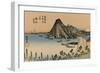 View of the Sea Excellent Imaki Mountains, Right in the Distance a White Mount Fuji-Utagawa Hiroshige-Framed Art Print