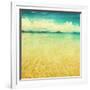 View Of The Sea In Grunge And Retro Style-Elenamiv-Framed Art Print