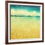 View Of The Sea In Grunge And Retro Style-Elenamiv-Framed Art Print