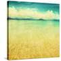 View Of The Sea In Grunge And Retro Style-Elenamiv-Stretched Canvas