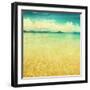 View Of The Sea In Grunge And Retro Style-Elenamiv-Framed Art Print