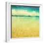 View Of The Sea In Grunge And Retro Style-Elenamiv-Framed Art Print