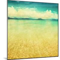 View Of The Sea In Grunge And Retro Style-Elenamiv-Mounted Art Print