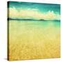 View Of The Sea In Grunge And Retro Style-Elenamiv-Stretched Canvas