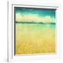 View Of The Sea In Grunge And Retro Style-Elenamiv-Framed Art Print