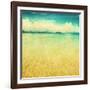 View Of The Sea In Grunge And Retro Style-Elenamiv-Framed Art Print