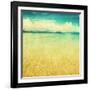 View Of The Sea In Grunge And Retro Style-Elenamiv-Framed Art Print