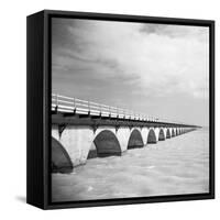 View of the Seven Mile Bridge from the Camping Areas-Michael J. Ackerman-Framed Stretched Canvas